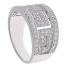 Silver Cubic Zirconia Greek Key Ring by Icesia