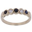 9ct Yellow Gold Sapphire and Cubic Zirconia Ring