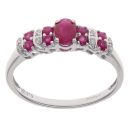 9ct White Gold 0.05ct Diamond and Ruby Ring