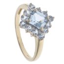 9ct Yellow Gold Aquamarine Cluster Ring