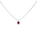 Silver Ruby Single Stone Pendant and Chain 18"