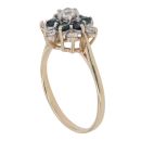 9ct Yellow Gold Sapphire and Cubic Zirconia Cluster Ring