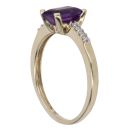 9ct Yellow Gold 0.08ct Diamond And Created Amethyst Single Stone Ring