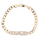 9ct Yellow Gold Cubic Zirconia DAD Curb Bracelet 8"