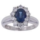 18ct White Gold 0.80ct Brilliant Cut Diamond and Sapphire Cluster Ring