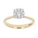 9ct Yellow Gold 0.33ct Diamond Cluster Ring