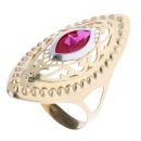 14ct Yellow And White Gold Red Gemstone Patterned Fancy Ring