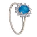 9ct White Gold Blue Gemstone and Cubic Zirconia Cluster Ring