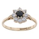 9ct Yellow Gold Cubic Zirconia and Sapphire Cluster Ring
