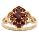 9ct Yellow Gold Garnet Cluster Ring