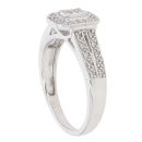 9ct White Gold 0.20ct Brilliant And Princess Cut Diamond Cluster Ring