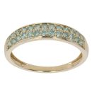 9ct Yellow Gold 0.40ct Brilliant Cut Green Diamond Two Row Ring