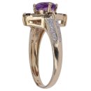 9ct Yellow Gold 0.10ct Diamond and Amethyst Cluster Ring
