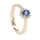 9ct Yellow Gold Diamond And Sapphire Cluster Ring by Anya Belle
