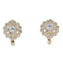 14ct Yellow Gold Cubic Zirconia Cluster Stone Set Earrings