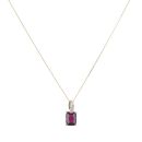 9ct Yellow Gold 0.03ct Diamond and Garnet Pendant and Chain 18"