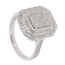 9ct White Gold 0.75ct Diamond Octagonal Cluster Ring
