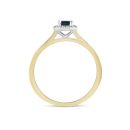 9ct Yellow Gold London Blue Topaz Diamond Halo Ring