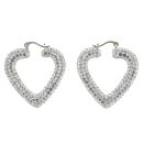 Silver Crystal Heart Hoop Earrings By Icesia