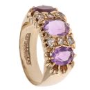 9ct Yellow Gold Amethyst and Cubic Zirconia Fancy Ring