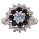 9ct Yellow Gold Sapphire and Cubic Zirconia Cluster Ring