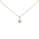 14ct Yellow Gold Cubic Zirconia And Pink Stone Flower Cluster Pendant And 18" Chain