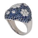14ct White Gold 1.40ct Brilliant Cut Diamond and Sapphire Cluster Ring