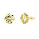 9ct Yellow Gold Light Peridot Cubic Zirconia Stud Earrings 8mm
