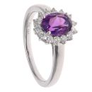 18ct White Gold 0.31ct Brilliant Cut Diamond and Amethyst Cluster Ring
