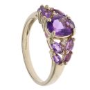 9ct Yellow Gold 0.02ct Diamond and Amethyst Cluster Ring