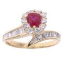 18ct Yellow Gold 0.75ct Diamond And Created Ruby Cluster Ring