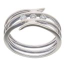 9ct White Gold 0.15ct Brilliant Cut Diamond Trilogy Spiral Fancy Ring