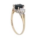 9ct Yellow Gold Cubic Zirconia and Sapphire Three Stone Ring