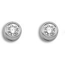 18ct White Gold 0.10ct Diamond Rubover Earrings
