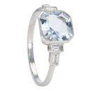 Platinum Diamond And Aquamarine 3 Stone Ring
