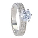 Silver Cubic Zirconia Solitaire Shoulders Ring by Icesia