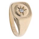 9ct Yellow Gold 0.05ct Diamond Patterned Signet Ring