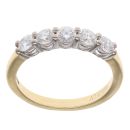 18ct Yellow Gold 0.75ct Brilliant Cut Diamond Five Stone Ring