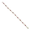 9ct Yellow Gold 0.05ct Diamond And Garnet Bracelet 7.5"