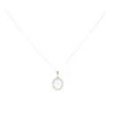 9ct Yellow Gold Cubic Zirconia And Created Opal Cluster Pendant And Chain 18"