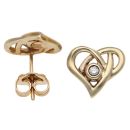 9ct Yellow Gold Clogau 0.05ct Diamond Heart Earrings