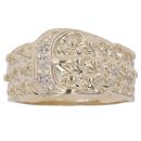 9ct Yellow Gold 0.01ct Diamond Three Row Keeper Buckle Ring