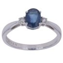 18ct White Gold 0.05ct Diamond and Sapphire Ring