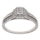 9ct White Gold 0.25ct Mixed Cut Diamond Cluster Ring