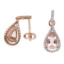 9ct Rose Gold 0.30ct Diamond and Morganite Cluster Drop Earrings