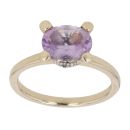 9ct Yellow Gold 0.02ct Diamond And Amethyst Ring