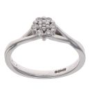 9ct White Gold 0.15ct Brilliant Cut Diamond Cluster Ring