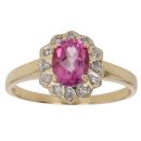 18ct Yellow Gold 0.05ct Diamond and Pink Topaz Cluster Ring