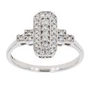 9ct White Gold 0.20ct Diamond Art Deco Style Ring