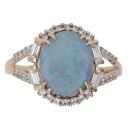 9ct Yellow Gold Blue Opal and Cubic Zirconia Cluster Ring